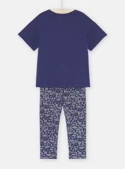 Pyjama Bleu à Motif Sirène Sur La Lune Fille -Dpam 23WH1131PYJ 703 14