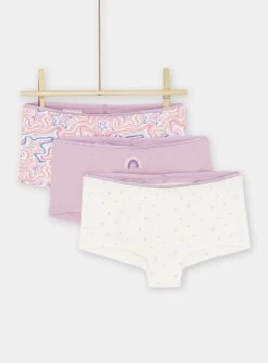 Lot De 3 Shortys Rose Et Blanc Fille
