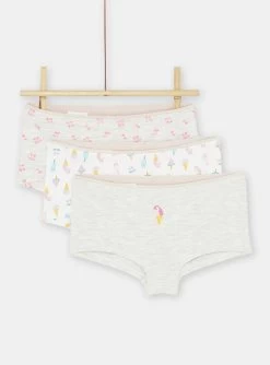 Lot De 3 Shortys Gris Chiné Et écru Fille
