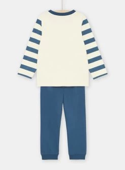 Pyjama Bleu Et Beige à Motif Paresseux Garçon -Dpam 23WH1232PYJ A016 14