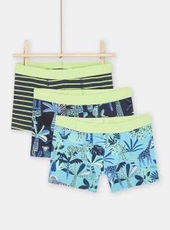 Lot De 3 Boxers Vert Et Bleu Garçon