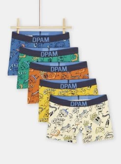 Lot De 5 Boxers Multicolores à Imprimé Fantaisie Garçon