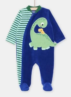 Grenouillère Bleue à Imprimé à Rayures Garçon