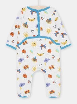 Grenouillère Gris Chiné à Imprimé Fantaisie Bébé Garçon -Dpam 23WH1432GRE J920 13