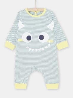 Grenouillère Vert à Imprimé à Rayures Bébé Garçon